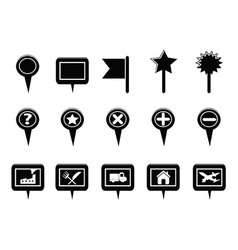 Black GPS and Map Navigation Markers vector image