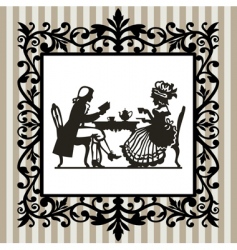 Tea time with frame vector image