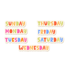 Font design for seven days of the week with kids Vector Image