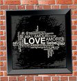 Love frame on wall brick vector image