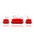 Sofa and armchair red design vector image