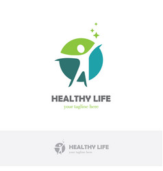 Abstract round logo with happy human silhouette Abstract round logo with happy human silhouette vector image