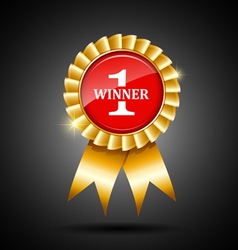 Red and gold the winner ribbon award vector image