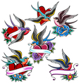 Swallow tattoo set vector image