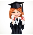 Student girl holding two diplomas vector image