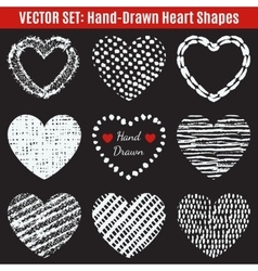 Set of hand-drawn textures heart shapes Set of hand-drawn textures heart shapes vector image