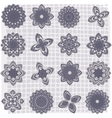 Collection of 16 flower sketches vector image