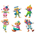 Six different clown costumes vector image