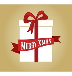 Christmas gift box with ribbon and bow vector image
