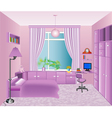 Interior childrens room in pink vector image