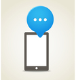 Modern mobile phone with a blue speech cloud vector image