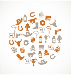 Cowboy icons vector image