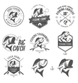 Set of vintage fishing labels and badges vector image