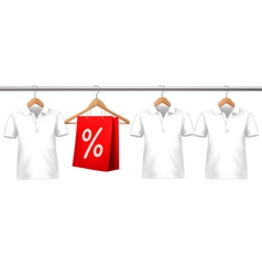 Shirts with price tags hanging on hangers Concept Shirts with price tags hanging on hangers Concept vector image