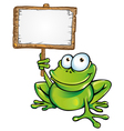 Frog prince with signboard vector image