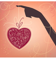 Hand and heart valentines day card vector image