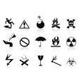 Black warning icons set vector image
