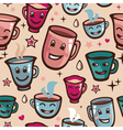 Seamless pattern with tea cups vector image