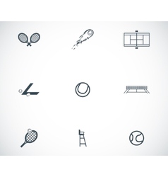 Black tennis icons set vector image