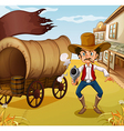 A man holding a gun beside a carriage with a flag vector image