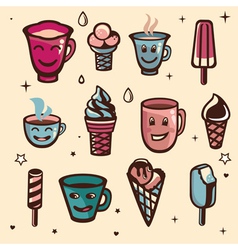Set with ice cream and cups vector image
