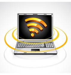 Laptop with rss feed symbol vector image