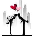 Kissing couple above the city vector image
