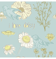 Birds and Flowers - seamless pattern vector image