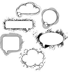 Drawn speech bubbles Set vector image