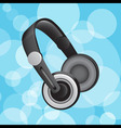 Headphones on blue circular glowing background vector image