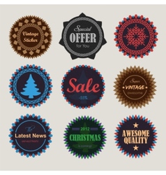 Collection of vintage round badges vector image