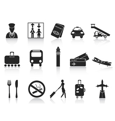 Black airport icons set vector image