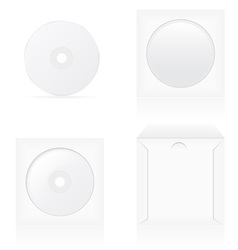 Set of white blank cd disk and cover Set of white blank cd disk and cover vector image