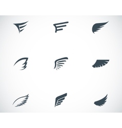 Black wing icons set vector image