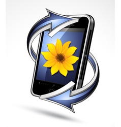 Smart phone with arrows vector image