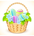 Easter bucket with flowers and decorated eggs Easter bucket with flowers and decorated eggs vector image