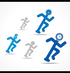 Running man with timemoney and idea concept vector image