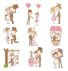 Bride and Groom - Wedding Doodle Set vector image