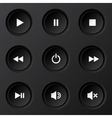 Black plastic player navigation buttons set vector image