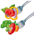Fresh vegetable mix on fork vector image
