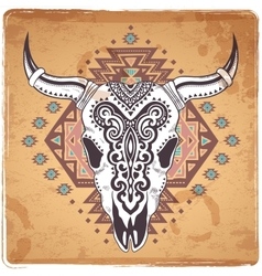 Tribal animal skull with ethnic vector image