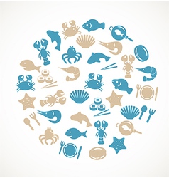 Seafood icons vector image