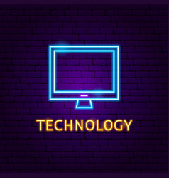 Technology gadgets neon label set Royalty Free Vector Image