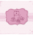 Cute Card with Cake and Teapots vector image