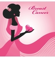 Breast CancerWoman silhouettepink ribon vector image