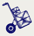 Hand truck with post packages vector image