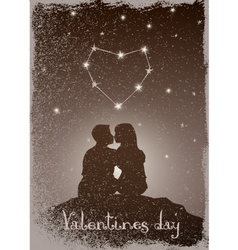 Kissing couple under the constellation of love vector image