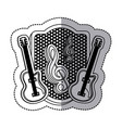 Emblem electric guitar with music symbol icon Emblem electric guitar with music symbol icon vector image