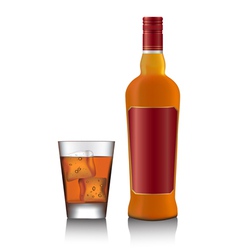Whiskey bottle and glass vector image