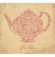 Teapot on sepia background vector image